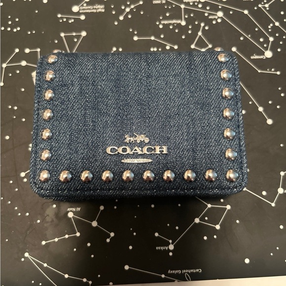 Coach Denim Mini Wallet On A Chain With Rivets - Picture 7 of 8